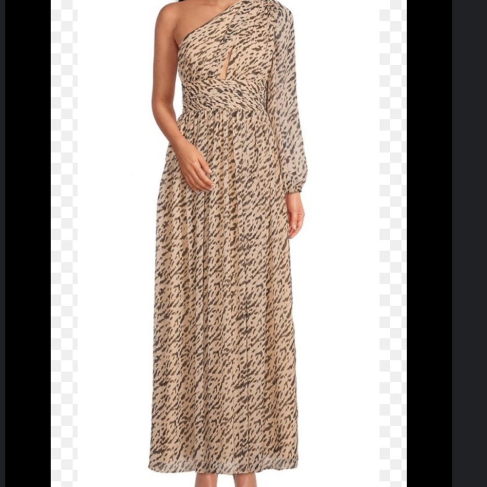 NWOT GIANNI BINI dalia animal print one shoulder maxi dress size 0